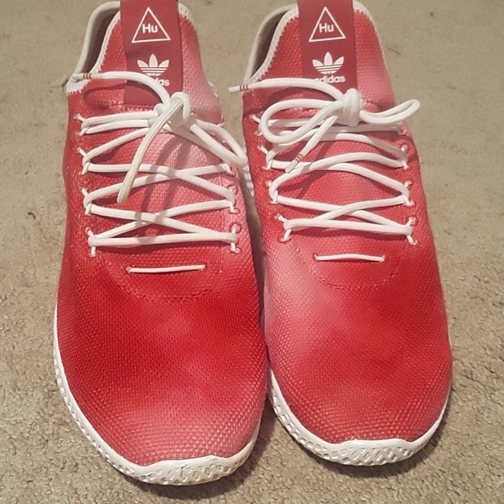 adidas Hu Athletic Shoes Red with White Laces